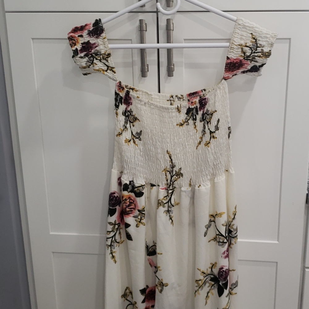 White floral high low dress
